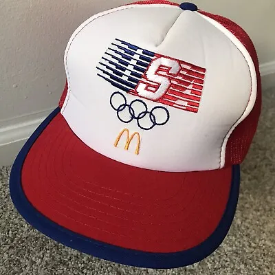 Vintage Olympic Games 1984 Cap Snapback Hat McDonalds Team USA Trucker 80's • $14.40