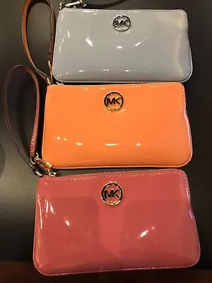 Michael Kors Fulton Large Top Zip Wristlet  Patent Leather Clutch Handbag Bnwts • $55.99