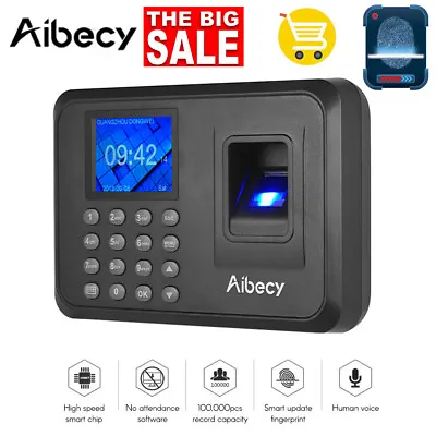 £37.12 • Buy 2.4in LCD Fingerprint Password Time Clock Staff Attendance Machine Checking-in