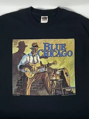 Vintage 1994 Blue Chicago Jazz Clark St. Rambler T Shirt (L) • $25