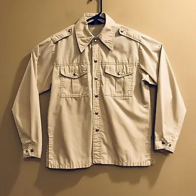 VTG National Shirt Shops Beige Long Sleeve Snap Button Shirt Men’s Size Medium M • $14.88