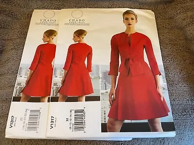 Vogue Pattern V1317 Ms CHADO RALPH RUCCI Dress W/Low Neckline Slit & Tie Ends • $7.50