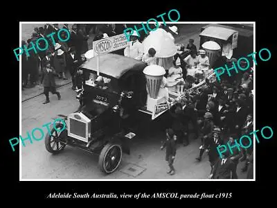 OLD 8x6 HISTORIC PHOTO OF ADELAIDE SA VIEW OF THE AMSCOL MILK FLOAT C1915 • $9