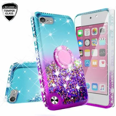 $10.98 • Buy For IPod Touch 5 6 7th Generation Cute Liquid Glitter Bling Phone Case Kickstand