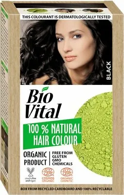 £10.95 • Buy BIO VITAL 100% Natural Hair Dye Color BLACK Vegan Formula Amonia FREE