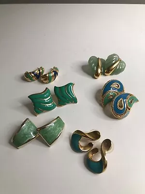 Vintage Lot Of 6 Pairs Avon Jewelry Gold Turquoise Blue Pierced Earrings • $20