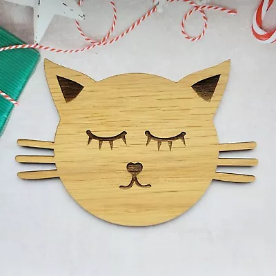 4 X Wooden Coasters Owl Fox Cat Coffee Tea Drinks Chic Shabby Gift Set Bag - OAK • £4.95