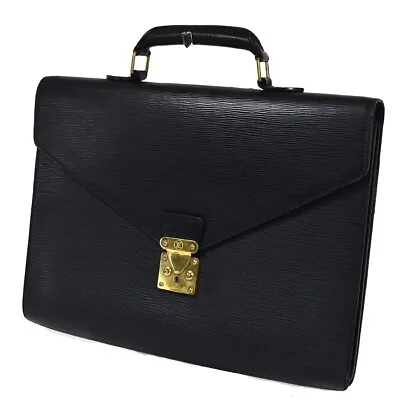 LOUIS VUITTON Serviette Ambassador Hand Bag Epi Leather Black M54412 65EA016 • $268
