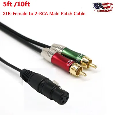 5ft /10ft XLR Female To 2 RCA Male Audio Y Splitter Patch Cable • $16.14