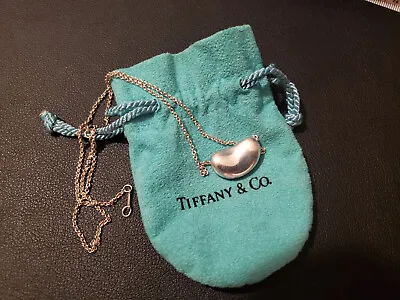 Tiffany & Co. Elsa Peretti Sterling Silver Large Bean Pendant 18  Necklace • $250