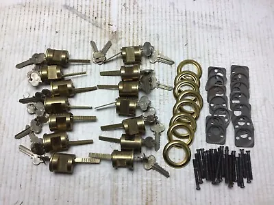 14 Vintage NOS ILCO Brass Lock Cylinder Parts 14 Plates 8 Rings 28 Bolts • $249.99