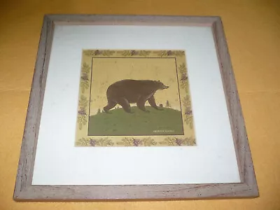 Framed And Matted Folk Art Walking Bear By Warren Kimble • $24.95