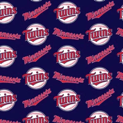 Cotton Minnesota Twins On Blue MLB Baseball Sports Team Fabric Print BTY D158.21 • $13.95