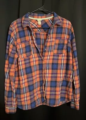 Mossimo Supply Womens Sz 2XL Long Sleeve Button Down Shirt Blue Orange • $12.99