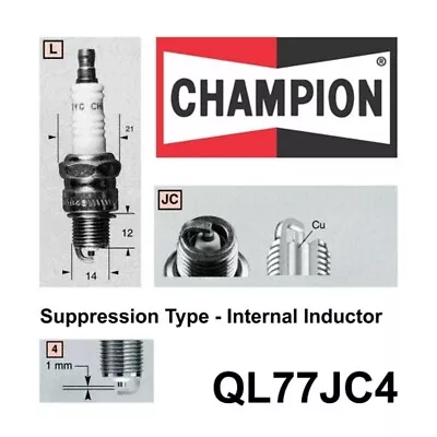 New CHAMPION Performance Driven Quality Marine Spark Plug #QL77JC4 • $26.96