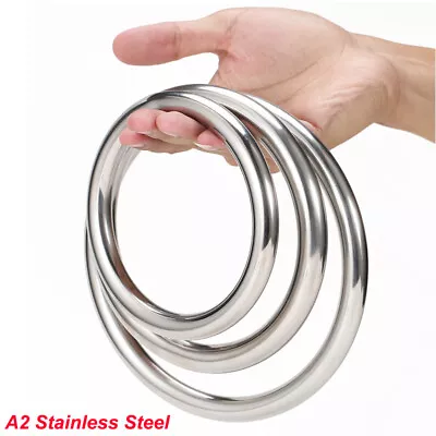 A2 Stainless Steel Round Ring O-Rings Heavy Duty Bright Seamless ID 15mm-150mm • £39.71