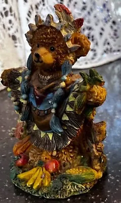 Fancy Bears Harvest Time Native Garb Headdress Resin Figurine Thanksgiving • $9.99