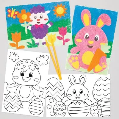 BARGAIN! 4 Or 8 SAND ART PICTURE SHEETS KIDS ART & CRAFT Easter Activity Glitter • £3.99