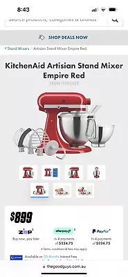 KitchenAid KSM160 300W Artisan Stand Mixer - Empire Red • $400