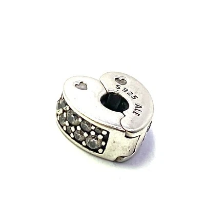 £9.99 • Buy Genuine Pandora Silver S925 Ale Sparkle Heart Clip Charm  PH2417