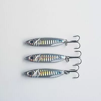 Bulk Pack Of 3 X 20gm SEA FISHING SILVER MINNOW LURES Mackerel SPINNERS • £5.25