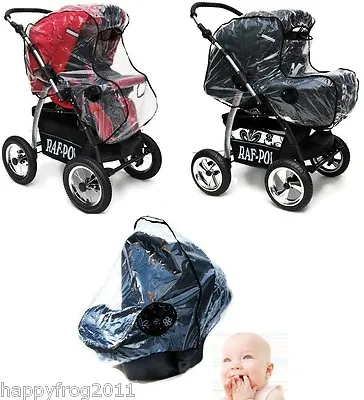 Universal Transparent RAINCOVER For The BABY CAR SEAT PRAM BUGGY STROLLER • £5.97