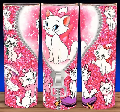 Marie Aristocats White Kitten Pink Heart Cup Mug Tumbler 20oz • $19.95