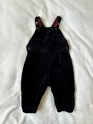 Hanna Andersson Holiday Black Cotton Velvet And Plaid Overalls Baby Size 3-6 Mon • $16