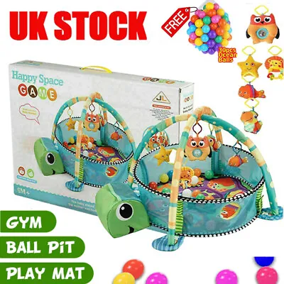 3 In 1 Turtle Baby Gym Activity Play Floor Mat W/Ball Pit & Toys Balls Playmats • £24.90