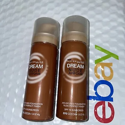 2 Sealed Pack Lot Maybelline Dream Nude Air Foam Makeup 370 Cocoa DISCONTINUED • $14.99