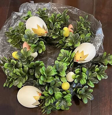 Vintage Plastic Easter Candle Wreath Hatching Chicks Eggs • $26.95