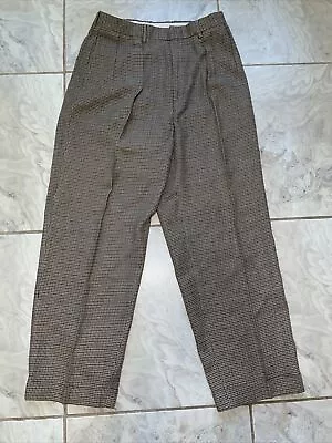 Vintage Polo Ralph Lauren Linen Trousers 32x32 ~31x30 Houndstooth Cuffed Pleated • $55