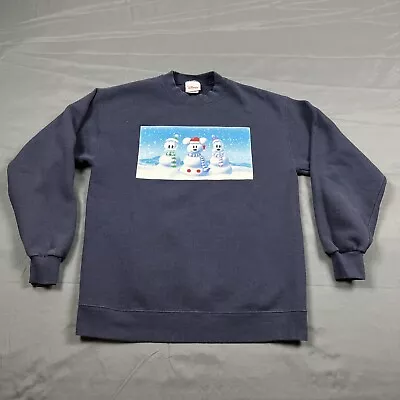 Vintage 90s Disney Store Winter Christmas Crewneck Sweatshirt Small Blue Mickey • $34.99