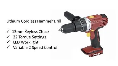 Workzone Xfinity Cordless Skin 20v Hammer Drill Driver Lithium 13mm Torque Power • $169.95