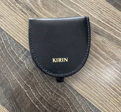 Black Genuine Leather Horseshoe Coin Change Pocket Hard Holder Purse Kirin Print • $24.65