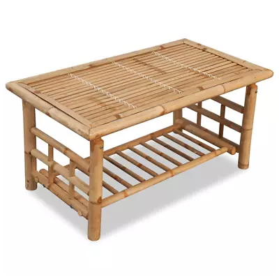 Bamboo Cane Coffee Table Rectangle Vintage Outdoor Brown Side Small Wooden Boho • £112.90