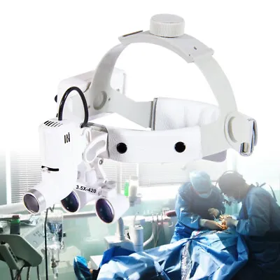 Dental Medical Magnifier 3.5X 420mm Surgical Binocular Loupes W/5W LED Headlight • $137.75