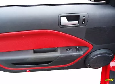 Fits 05-09 Ford Mustang Synthetic Leather Red Padded Door Panel Insert Cards • $39.11