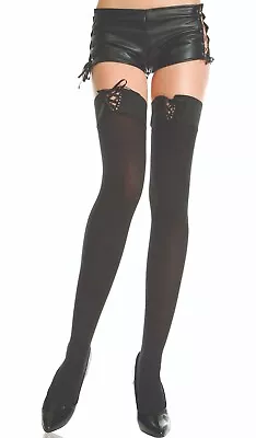 NEW Sexy MUSIC LEGS Lacing LACE Tie UP Corset STYLE Opaque THIGH Highs STOCKINGS • £9.40