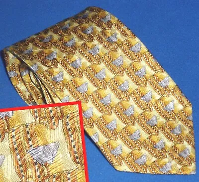  Ermenegildo Zegna Silk Neck Tie Near Mint Blue Yellow Gold Abstract • $39.95