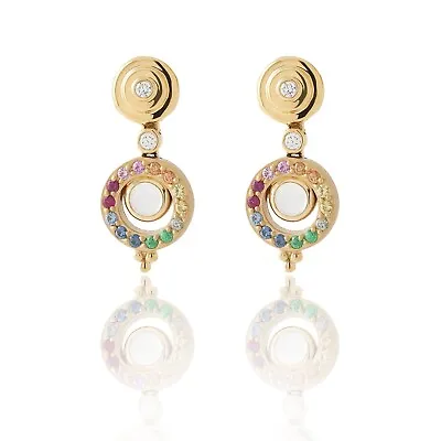 $3595 • Buy Temple St. Clair Celestial Tolomeo Multistone Orbit Earrings 18K Yellow Gold 