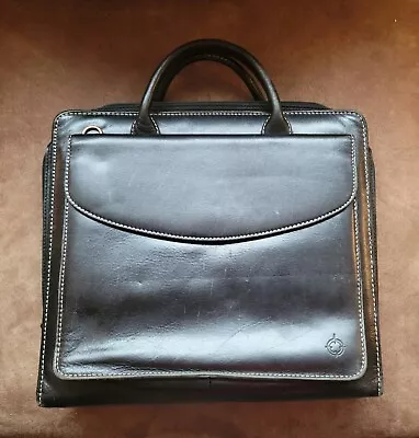 Franklin Covey Black Leather Zipper 3 Ring Briefcase Binder (No Shoulder Strap) • $35