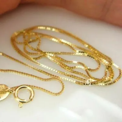 17.7inches- Pure 18K Yellow Gold Necklace Women Gift Box Chain/ Within 1g • $137.75