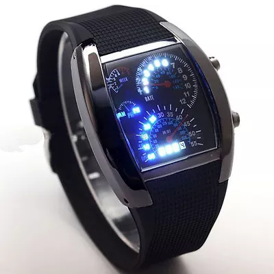 Mens Dot Matrix Sports Watch With Ultra Blue LED's • $18.59