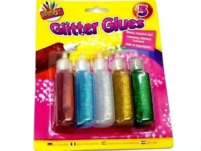 5x 20g Glitter Glue Kids Childrens Art Craft Shimmer School Supplies Stationery • £3.29