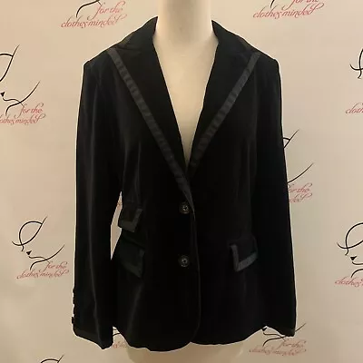 GEORGE By Mark Eisen.  Size 6.  Velveteen Blazer.  Grosgrain Embellished.  DB. • $48