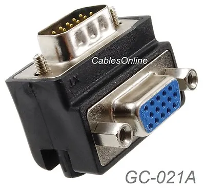 VGA HD15 Right-Angle 90-degree 15-Pin Male To Female Video Adapter GC-021A • $6.45