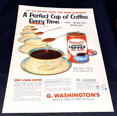 1953 G Washington's Instant Coffee Large Print Advertisement In Full Color • $4.95