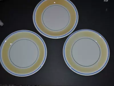 NWOT  Maxam Italy Mediterranean S/3 Dinner Plates 10.25 Yellow Blue Hand Painted • $38.59
