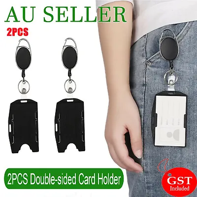 2 Set Black Open Face Double Sided Rigid Plastic ID Access Card Badge Holder AU • $5.95